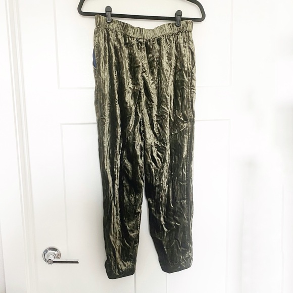 Anthropologie ett:twa Kinley Crushed Velvet Ankle Pants Green Size Small - Picture 7 of 10